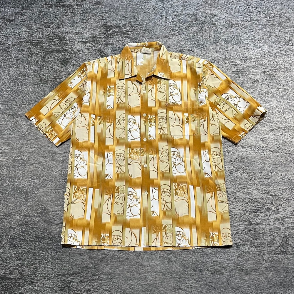 Vintage Southpole Button Up Shirt Medium Gold Y2K Hip-Hop Skater Button Down‎